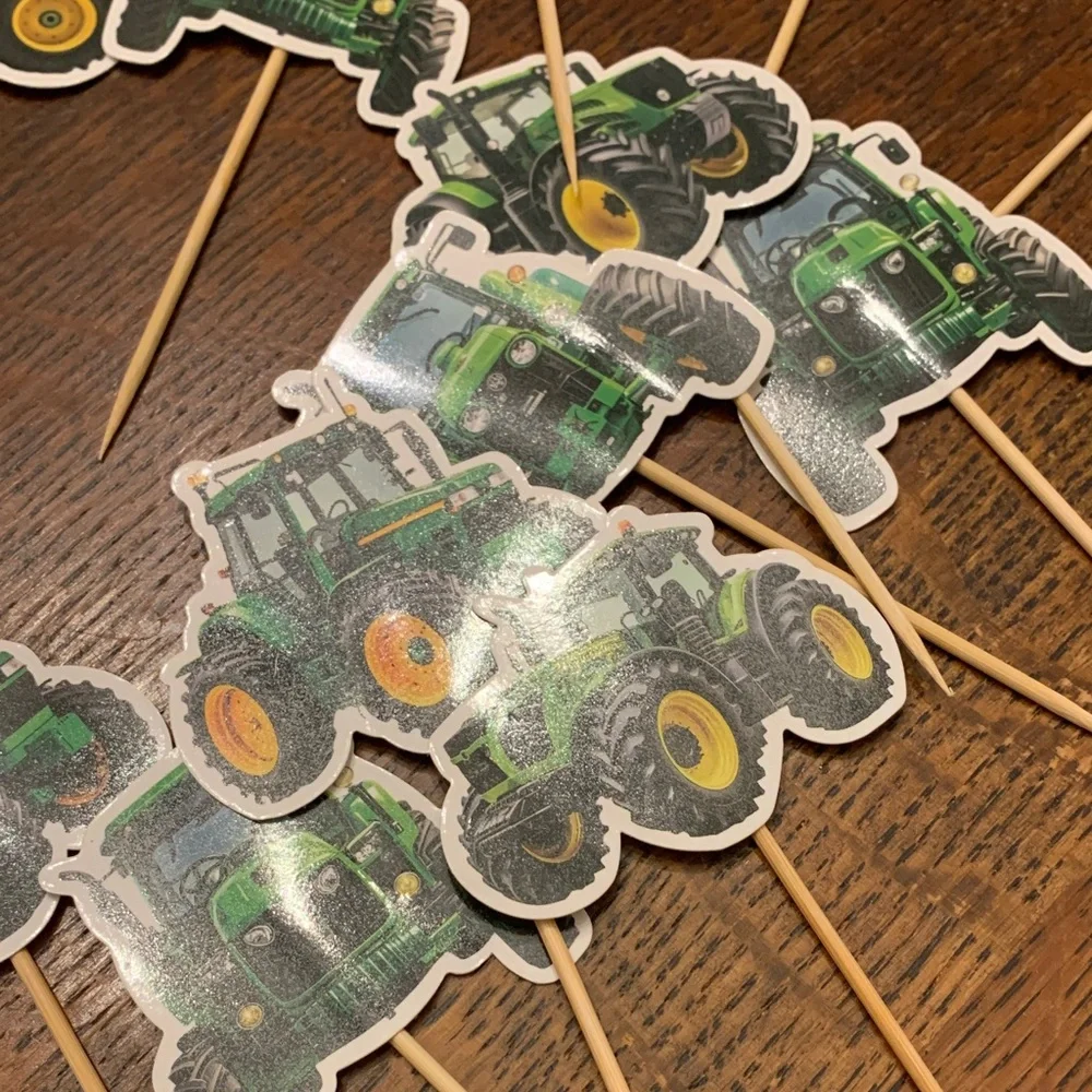 Green Tractor Cupcake Toppers